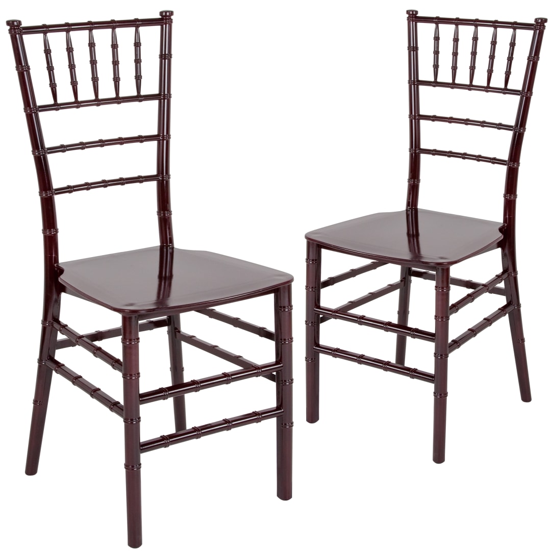 2 Pk. HERCULES Series Mahogany Resin Stacking Chiavari Chair