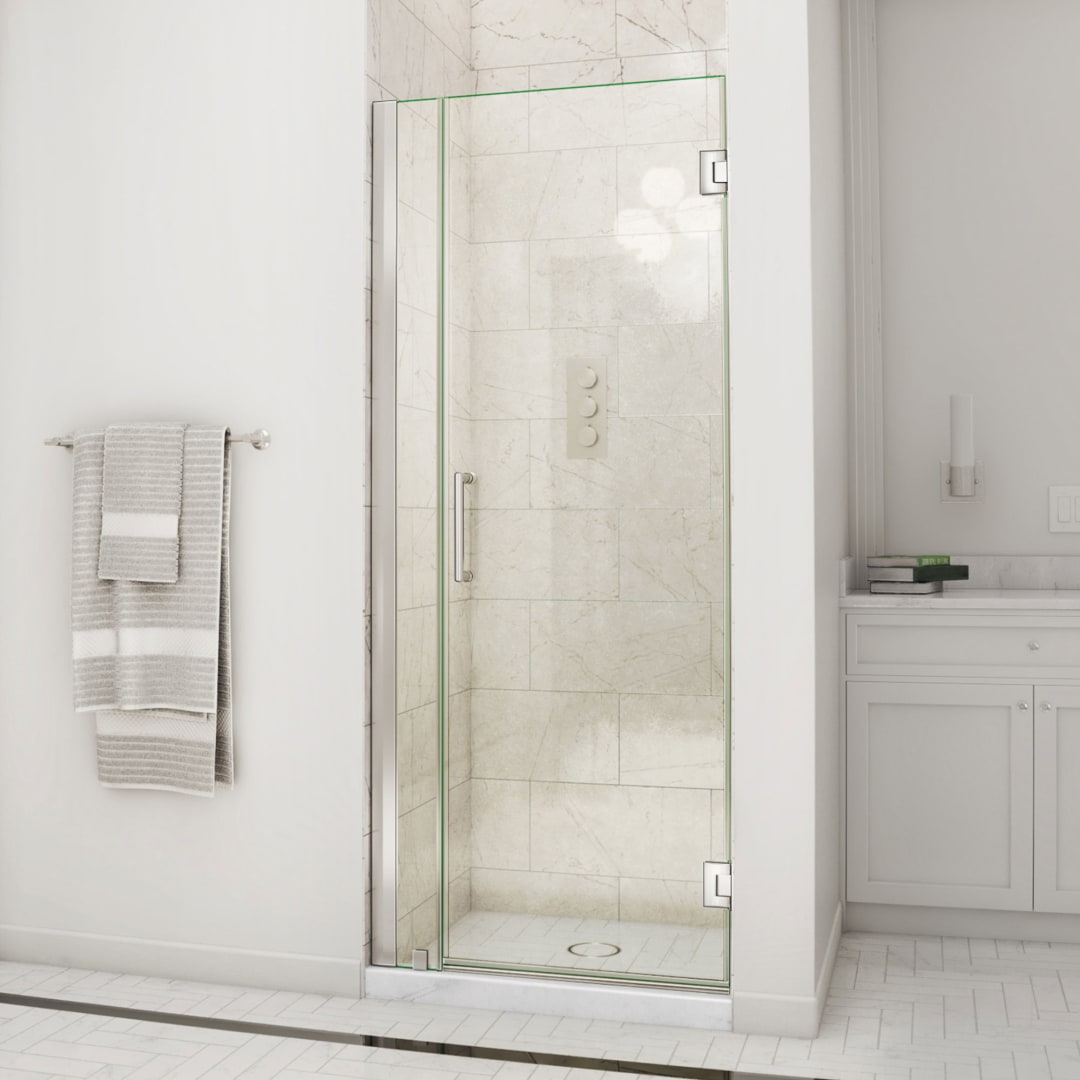 DreamLine Unidoor 35 - 36 inch W x 72 inch H Frameless Hinged Shower Door in Brushed Nickel