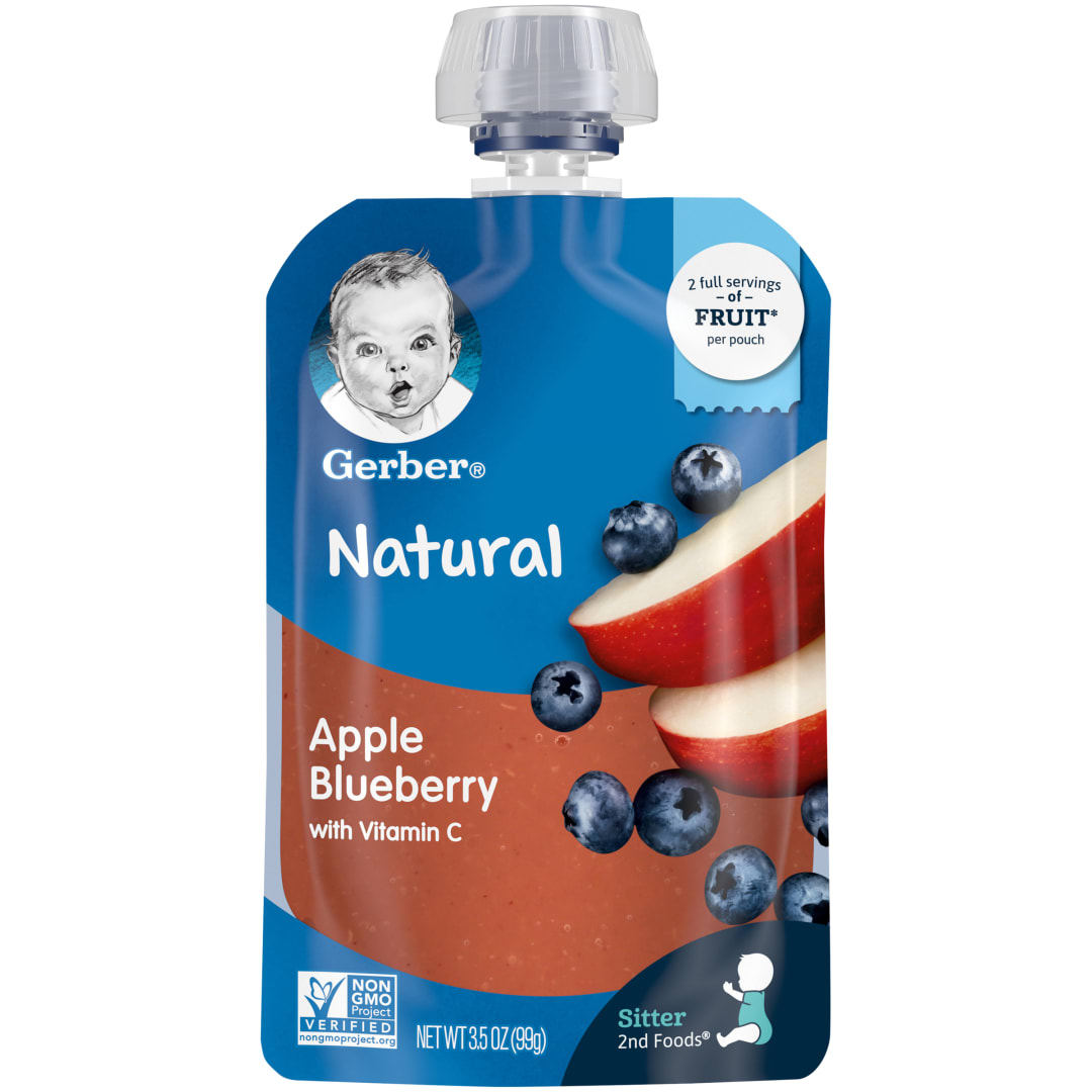 Gerber 2nd Foods Apple Blueberry Baby Food, 3.5 oz Pouch