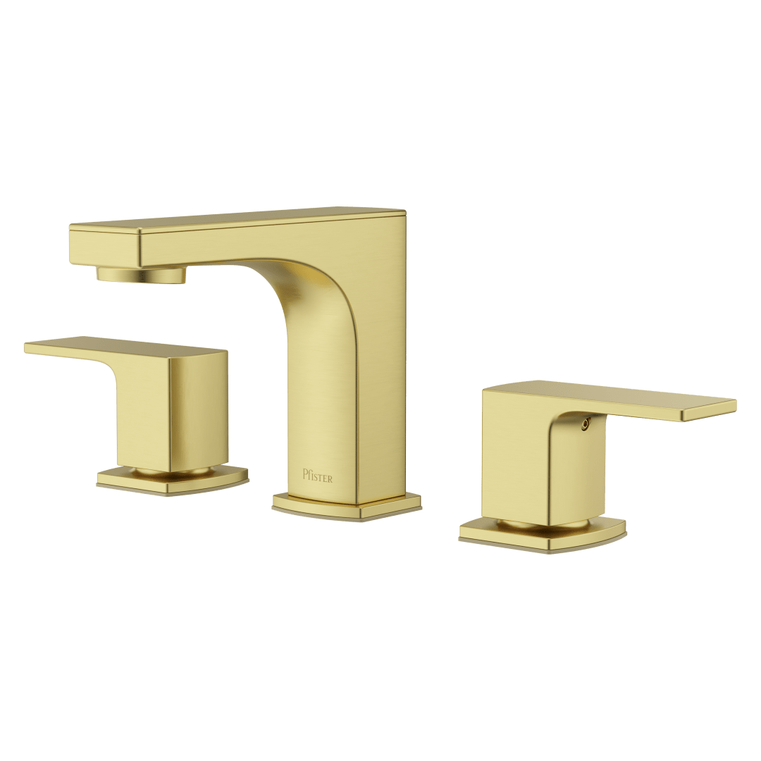 Pfirst Modern 8 in. Widespread Faucet in Brushed Gold