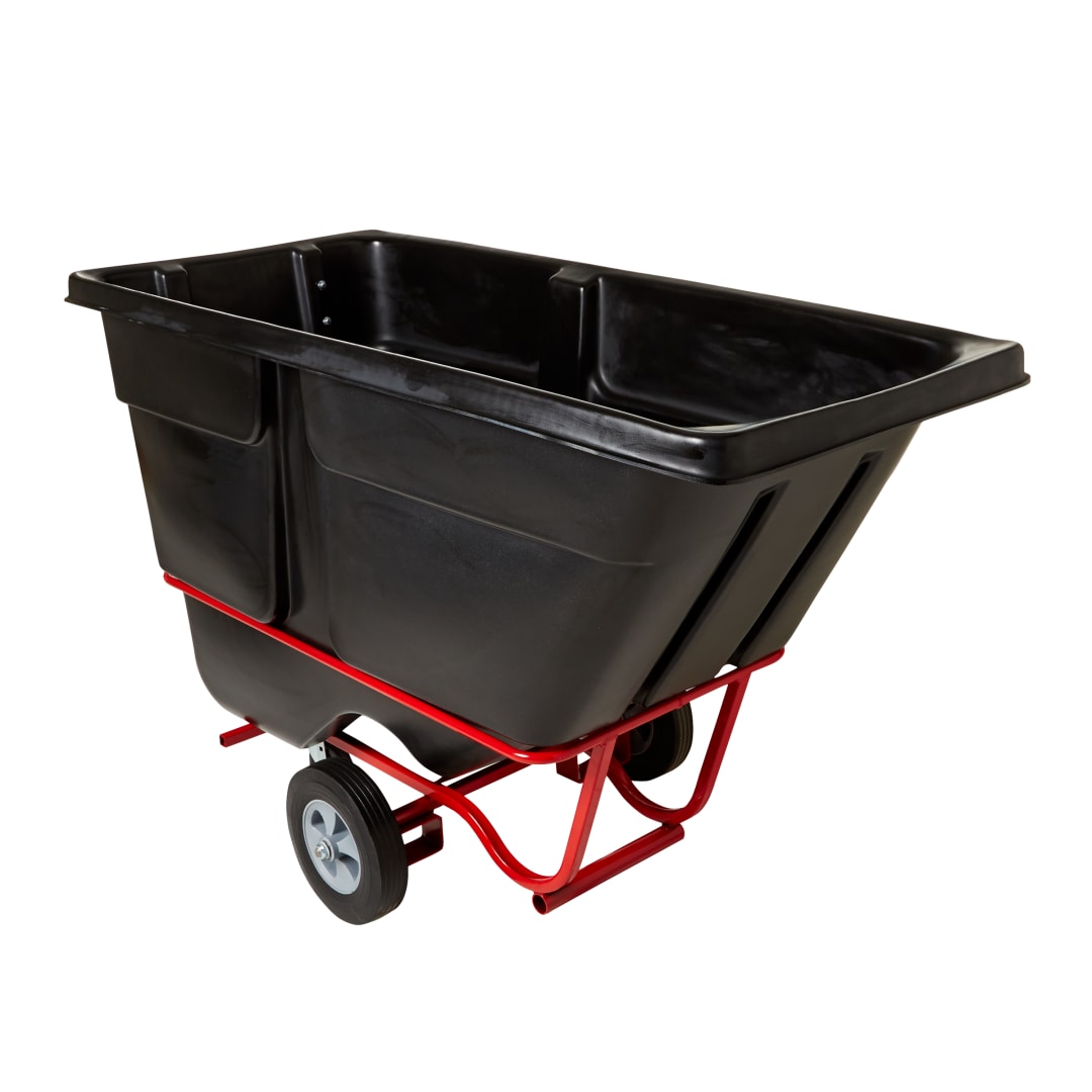 BRUTE Tilt Dump Truck/Trash Cart/Garbage Collection/Recycling for use with Forklift, 1 Cubic Yard, Forkliftable, 1,250 lbs. Capacity, Black, Distribution Centers/Warehouse/Manufacturing/Construction (FG131542BLA)