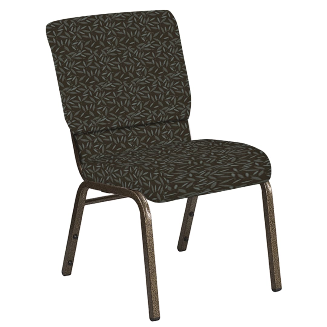 Embroidered 18.5''W Church Chair in Jasmine Chocaqua Fabric - Gold Vein Frame