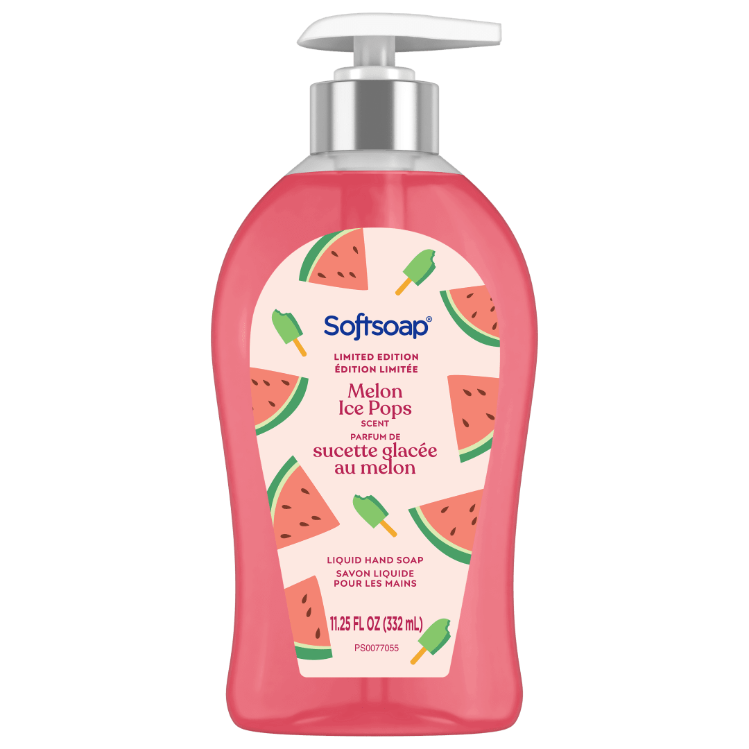 Softsoap Melon Ice Pops Limited Edition Liquid Hand Soap, Seasonal Hand Soap, Hand Cleaner, Paraben Free, pH Balanced, Melon Scent, 11.25 fl oz Pump Bottle