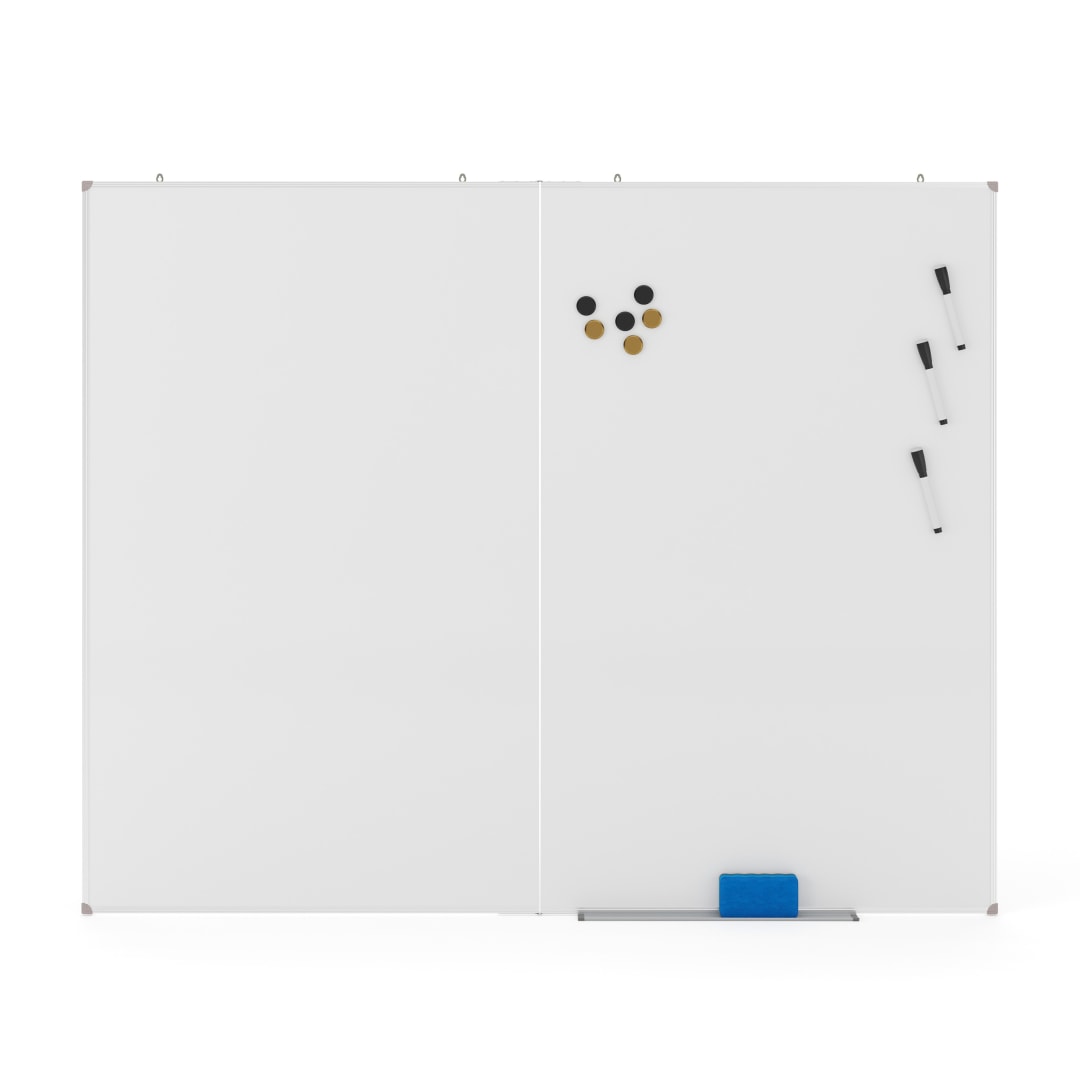HERCULES Commercial 60" x 48" Whiteboard, Aluminum Magnetic Dry Erase Board with Wall Mount, Marker Tray, Eraser, 3 Markers, 6 Magnets