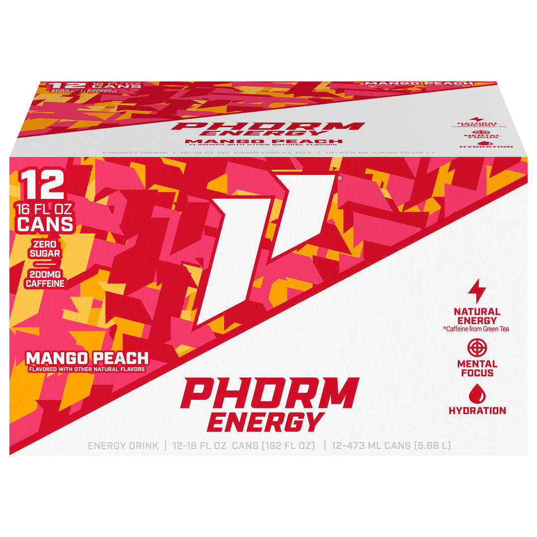 Phorm Energy Mango Peach 12x16 oz Can Suitcase CARRIER - With Perf