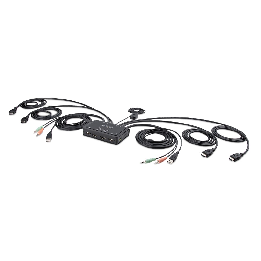 2 Port USB Dual HDMI 4K 60Hz Cable KVM Switch w  Audio