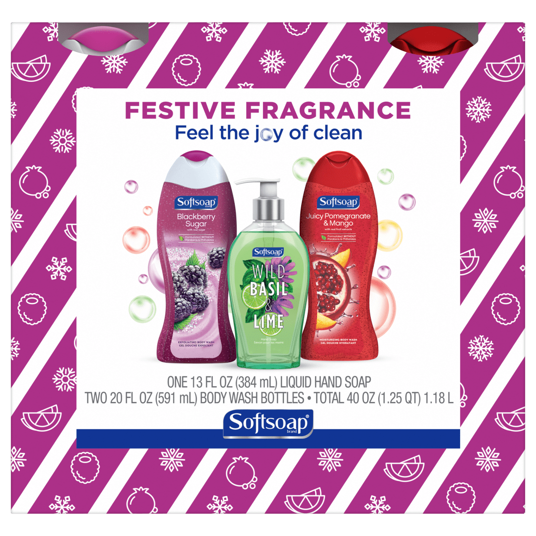 Softsoap Holiday Hand Soap and Body Wash Gift Set, Festive Fragrance, 3 Pack