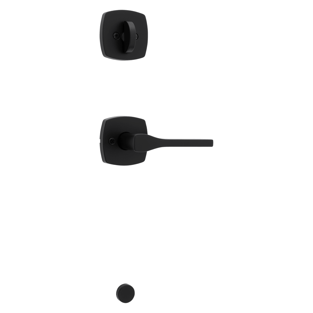 Prague Single Cylinder Handleset with Prague Lever featuring SmartKey Security™ in Matte Black