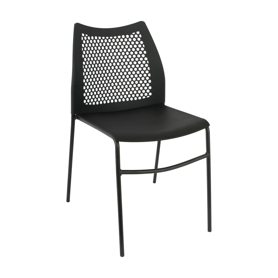 HERCULES Black Stack Chair with Air-Vent Back, Non-Sled Base and Black Powder Coated Metal Frame