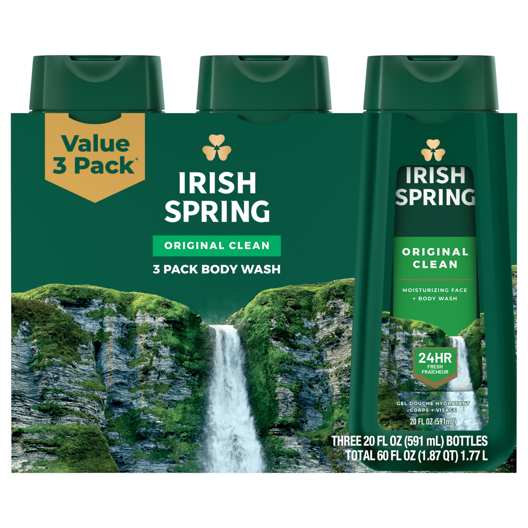 Irish Spring Body Wash for Men, Original Clean Body Wash, 20 Oz, 3 Pack