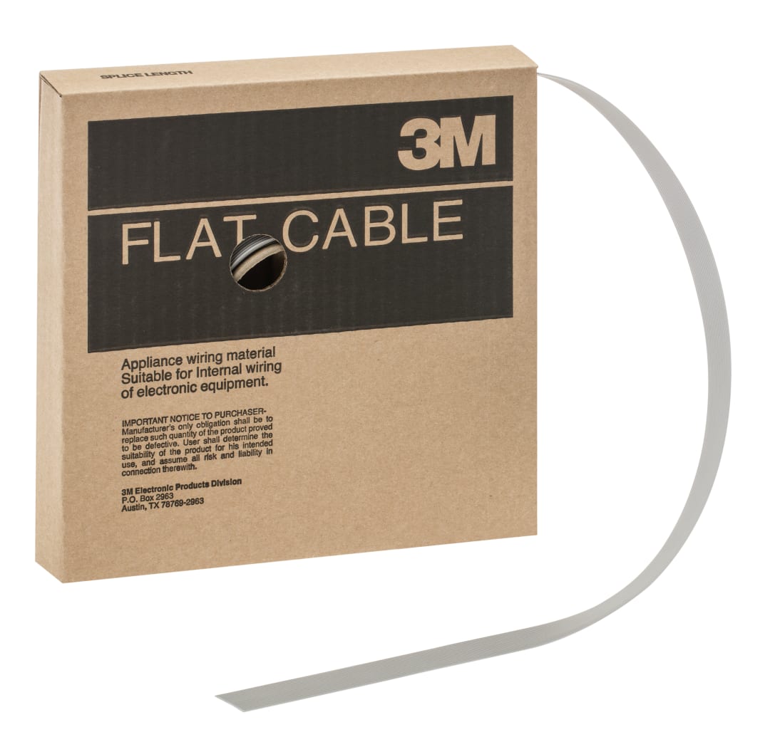 3M™ 3770/10, Flachbandkabel, 10-polig, 3770 Serie, Litzenleiter, 1,27 mm, Grau, 30,5 m/Rolle