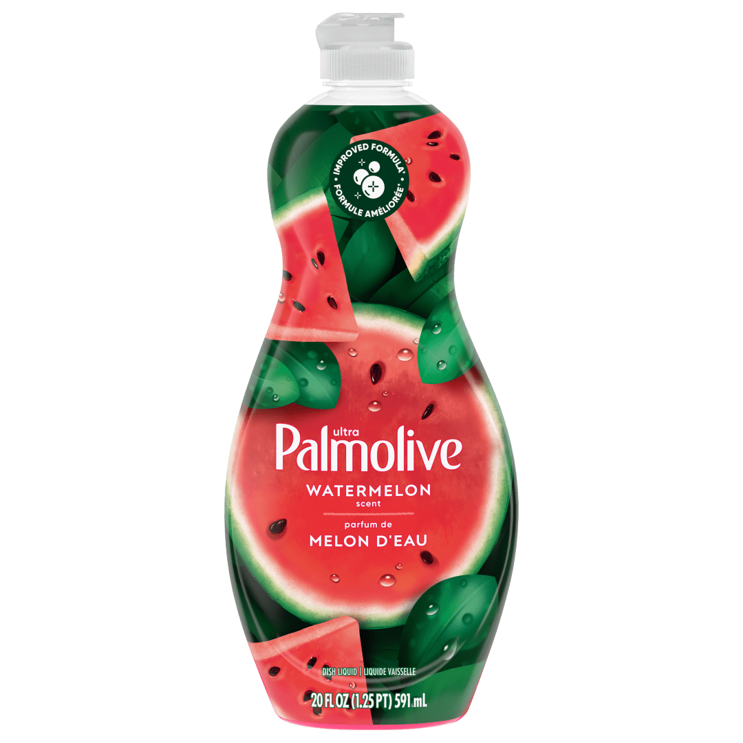 Palmolive Ultra Strength Liquid Dish Soap, Improved Formula, Tough on Grease, Odor-Fighting Technology, Watermelon Scent, 591 mL