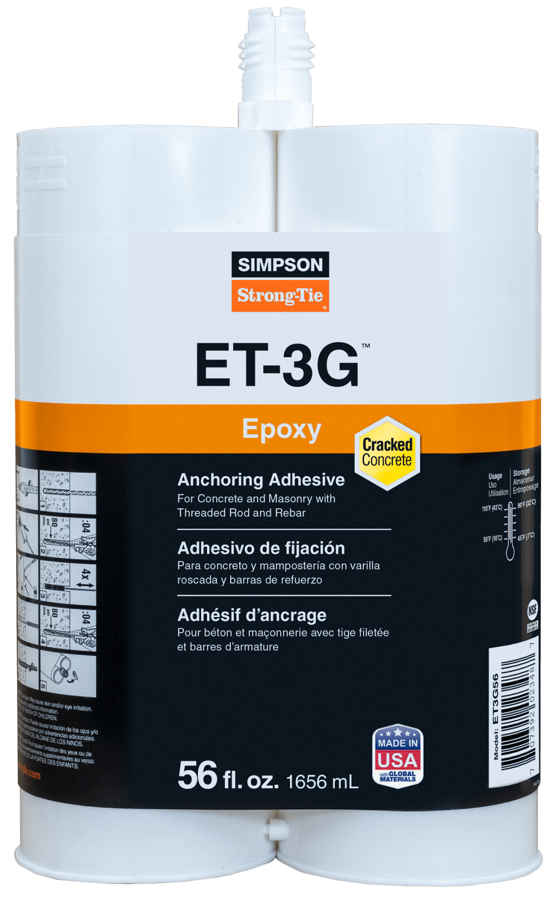 Simpson Strong-Tie ET3G56 ET-3G™ 56 oz. Epoxy Adhesive Cartridge