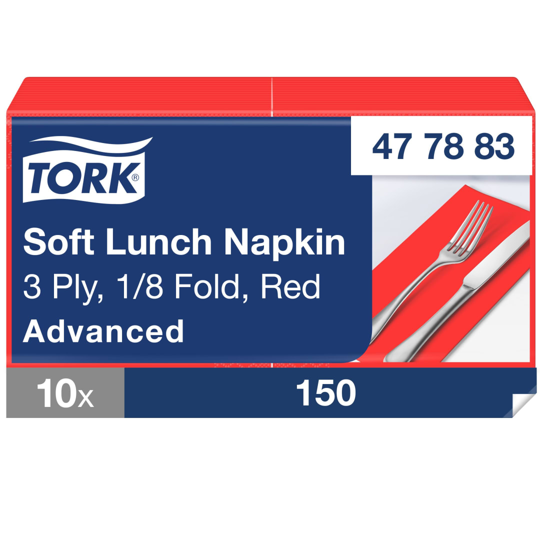 Tork Soft Red Lunch Napkin 1/8 Folded