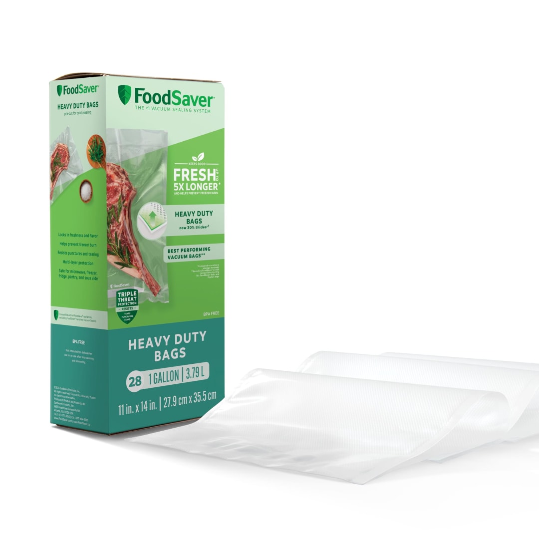 FoodSaver Heavy Duty Gallon Vacuum Seal Bags, 28 Count 11" x 14" BPA-Free Freezer Bags, 30% Thicker for Food Storage, Sous Vide, and Meal Prep