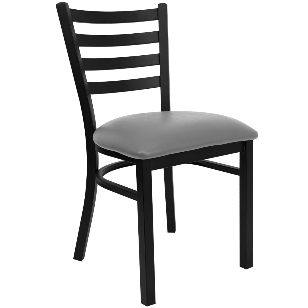 HERCULES Series Black Ladder Back Metal Restaurant Chair - Custom Upholstered Seat