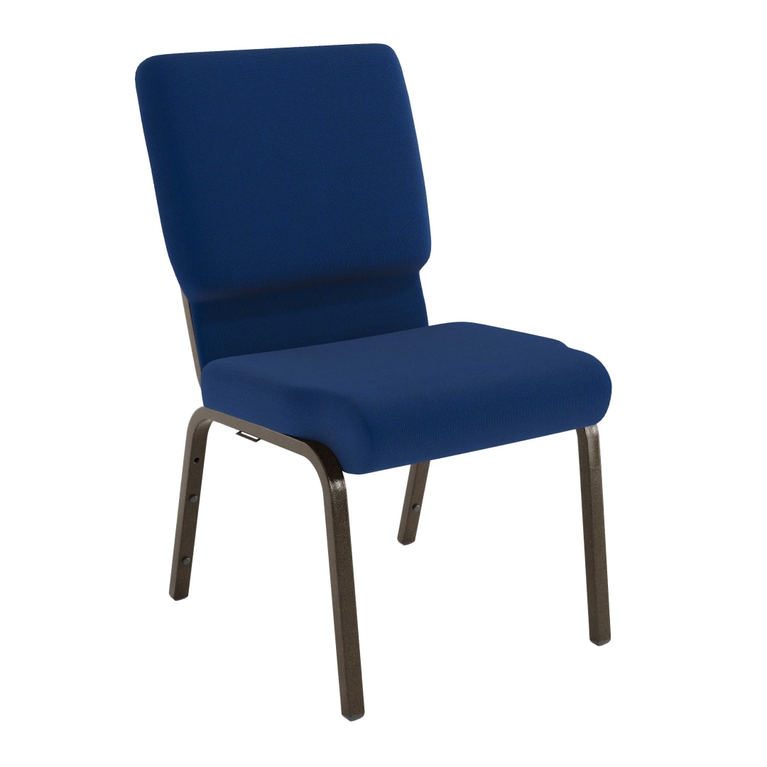 4 Pack HERCULES Series 18.5''W Stacking Church Chair in Navy Blue Fabric - Gold Vein Frame