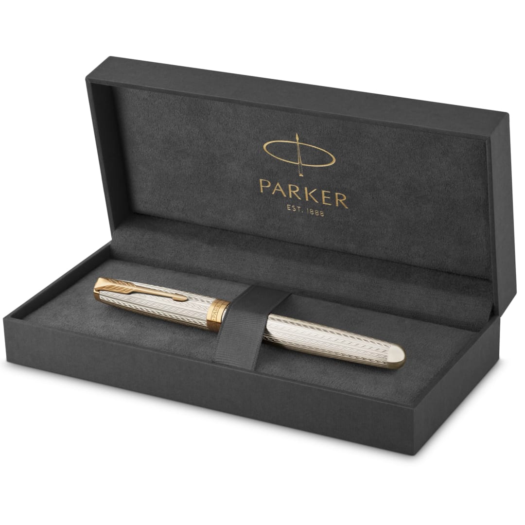 Parker Sonnet Fountain Pen | Silver Mistral | Fine Nib | Gift Box