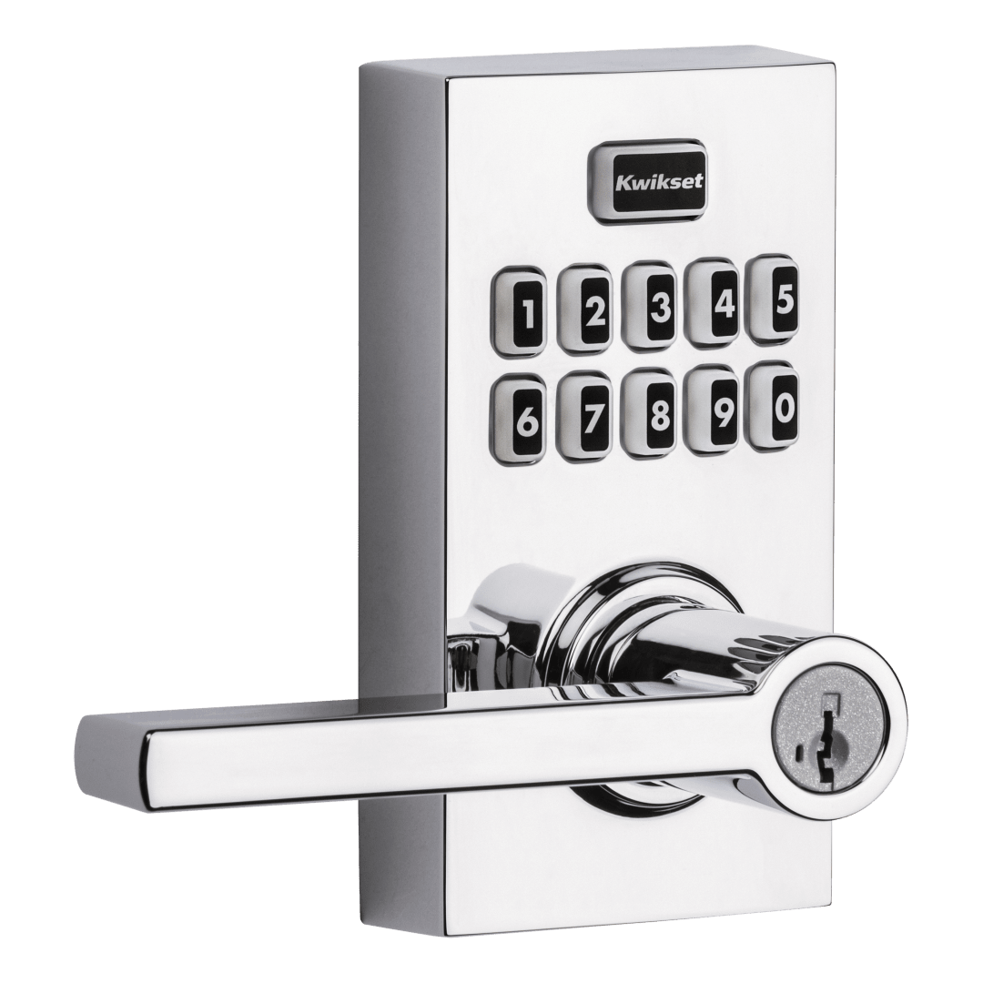 917 SmartCode® Contemporary Electronic Residential Lever featuring SmartKey Security™ in Polished Chrome