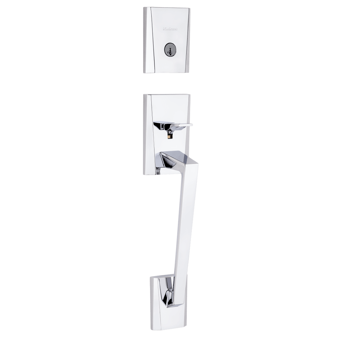Camino Single Cylinder Low Profile Exterior Only Handleset featuring SmartKey Security™ in Polished Chrome
