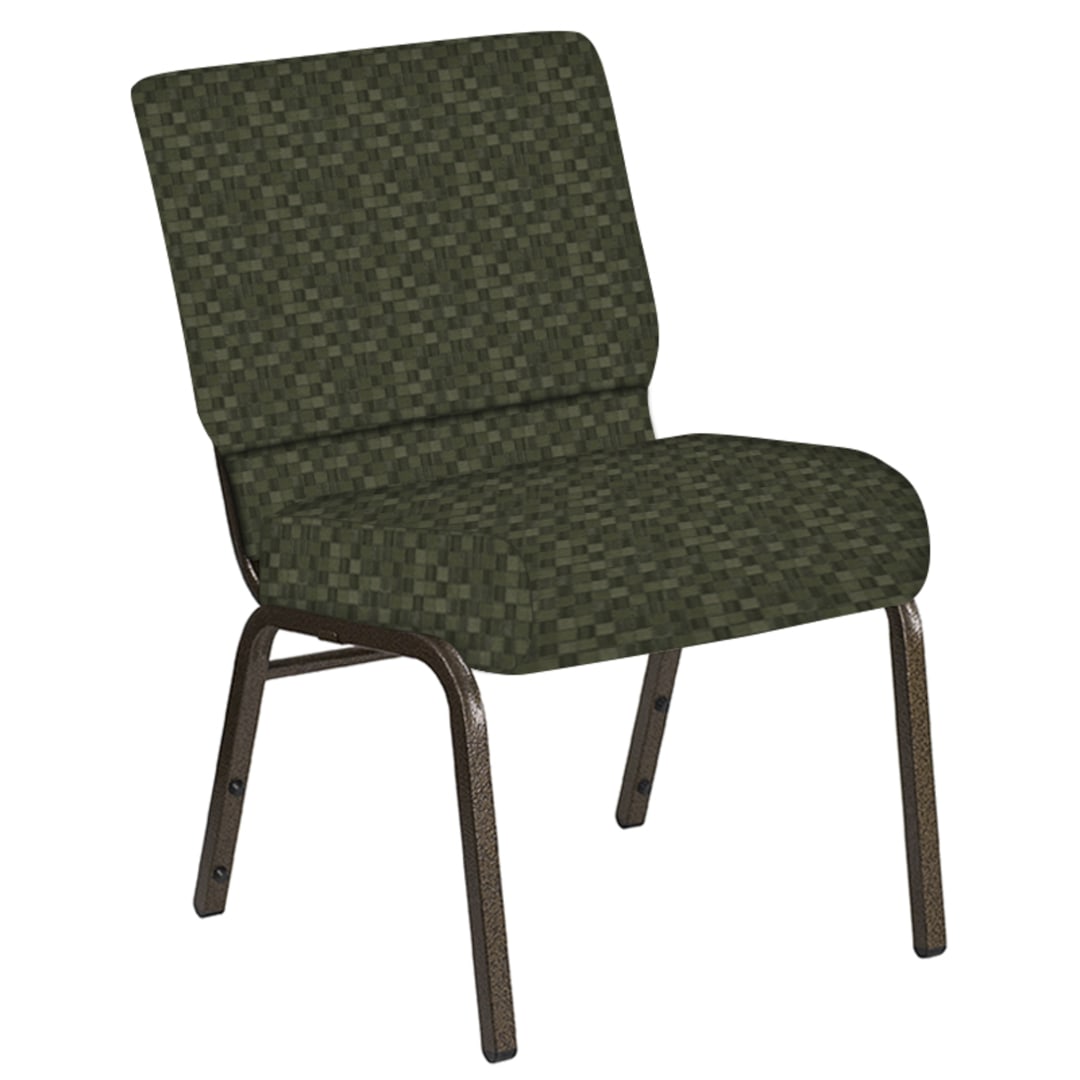 Embroidered 21''W Church Chair in Empire Fern Fabric - Gold Vein Frame