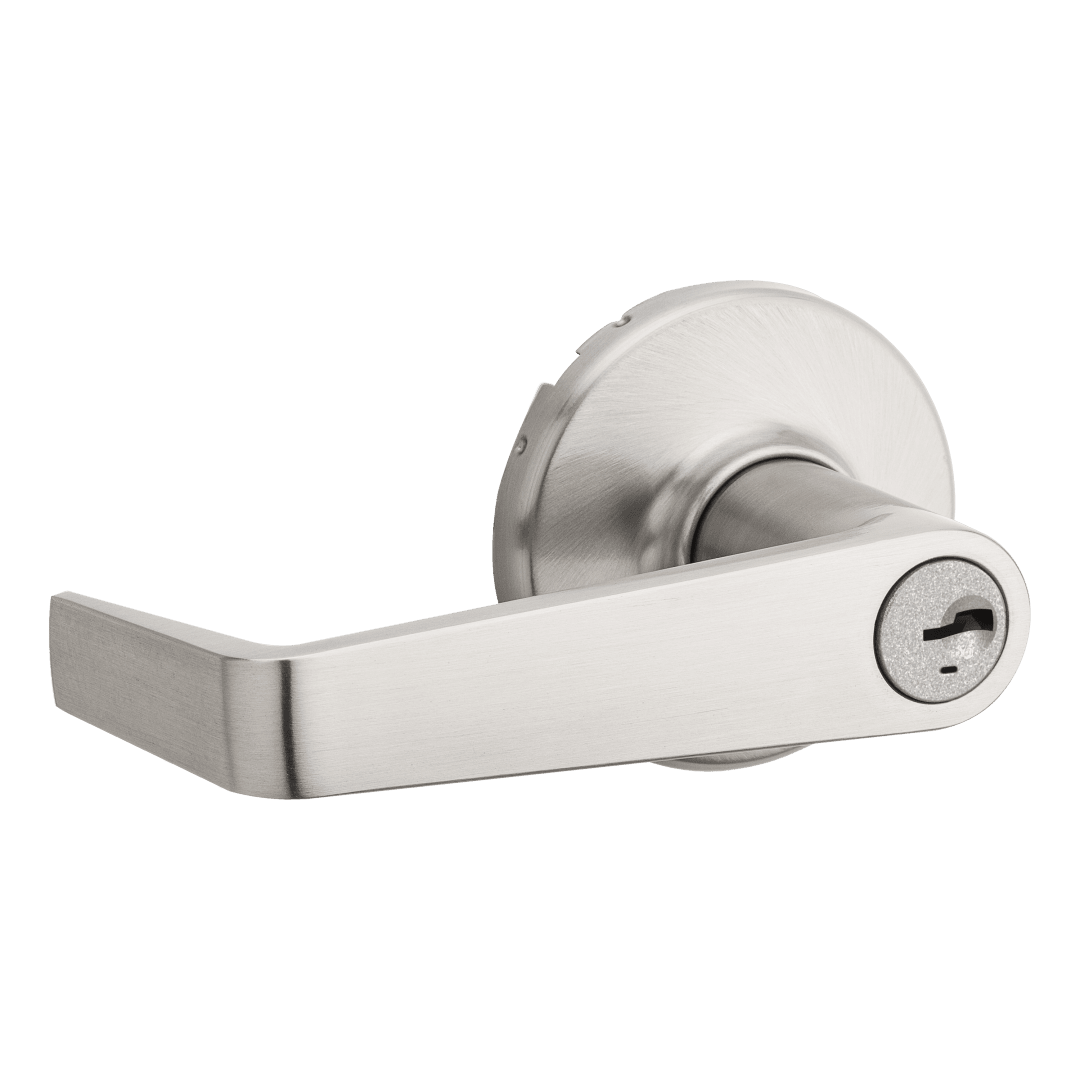 Kingston Keyed Entry UL Door Lever in Satin Nickel featuring SmartKey Security
