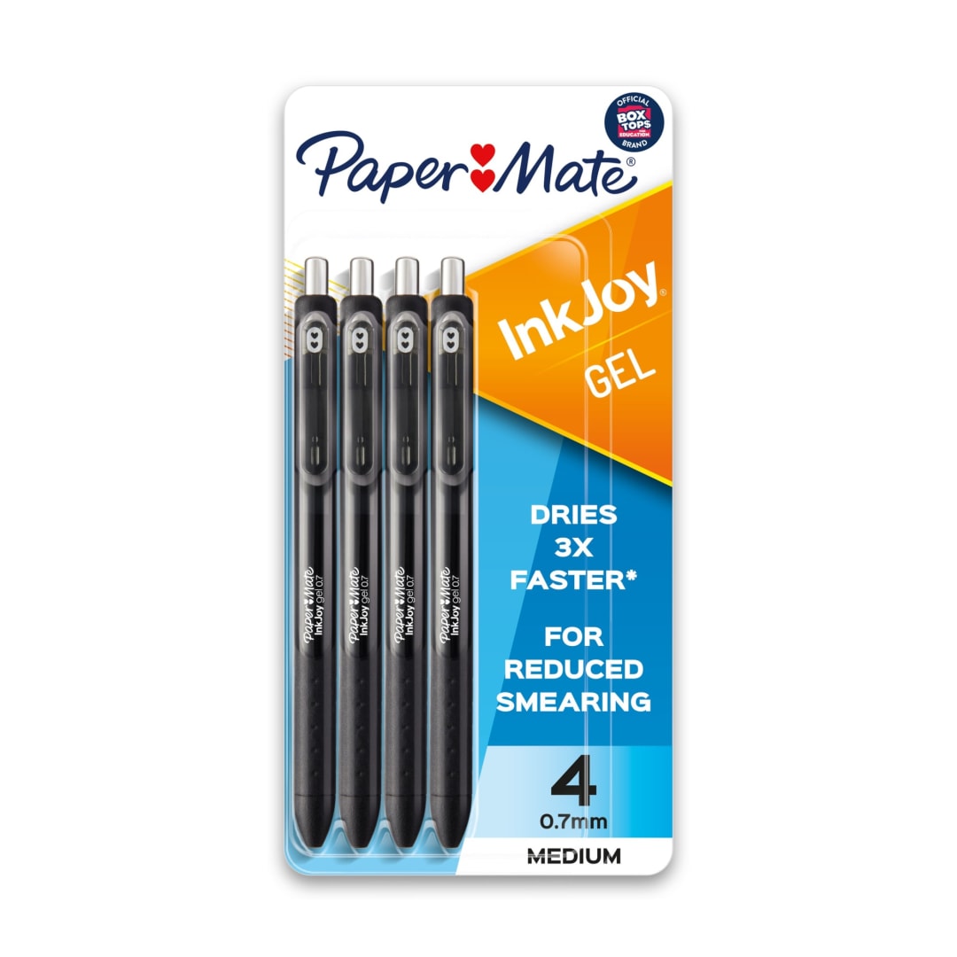 Paper Mate® InkJoy® Pens, Gel Pens, Medium Point (0.7mm), Black, 4 Count