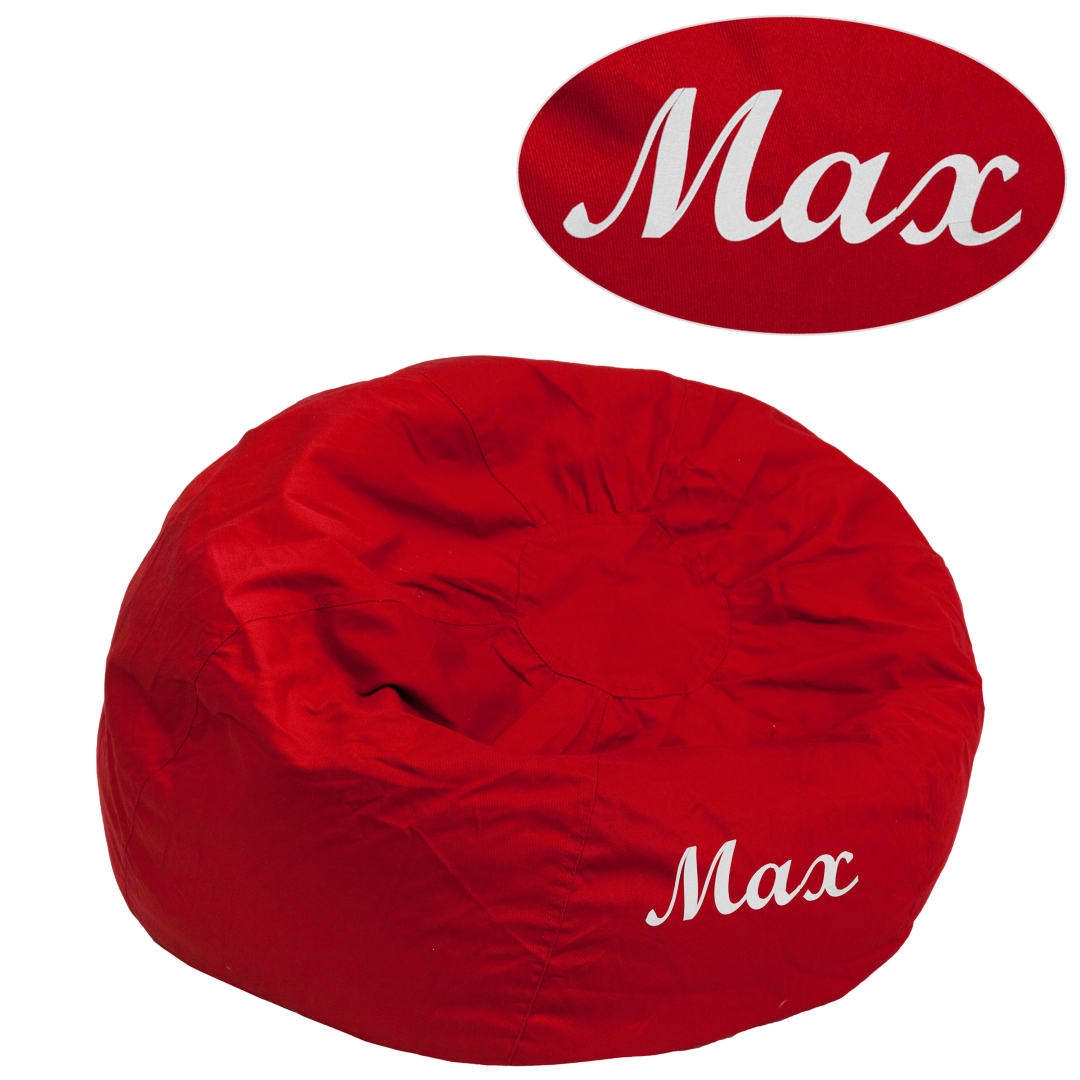 Dillon Personalized Small Solid Red Bean Bag Chair for Kids and Teens