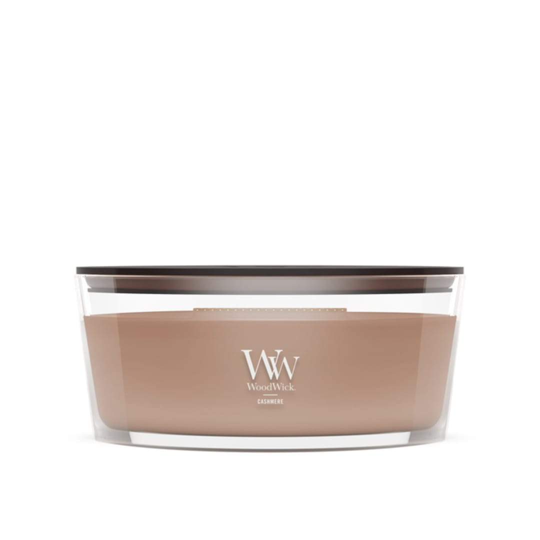 WoodWick Cashmere Scented Ellipse Candle, Crackles as it Burns, Up to 50 hrs burn time, Great for Gifting, 16oz