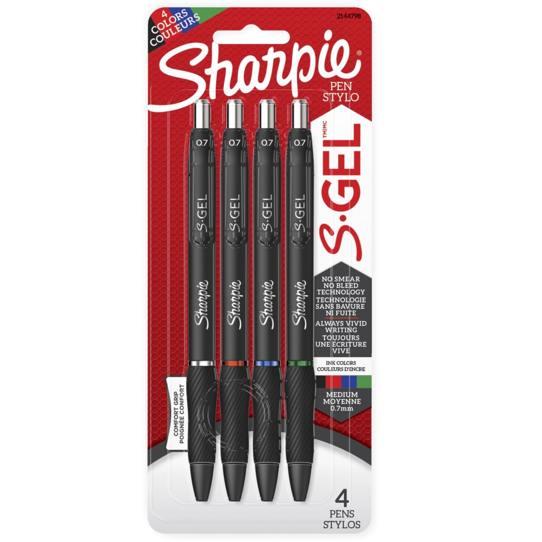 SHARPIE GEL 0.7MM 4CT B.ASST BIL REPACK