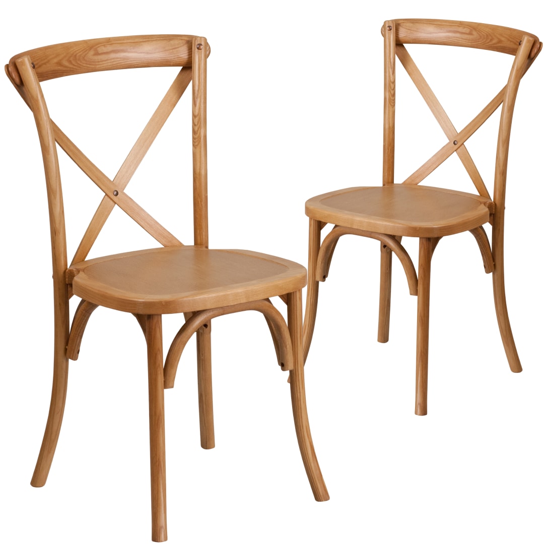 2 Pack HERCULES Series Oak Cross Back Chair