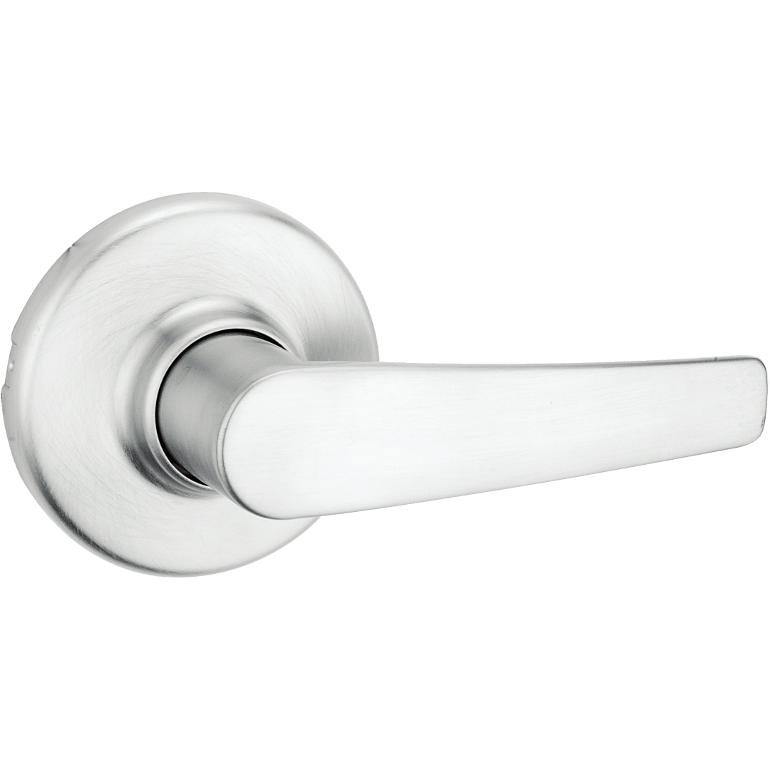 Delta Hall/Closet UL Door Lever w/ Round Rose in Satin Chrome