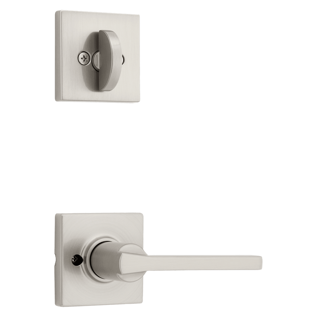 966 Single Cylinder Interior Pack w/ Square Rose Casey Lever Handlesets in Satin Nickel