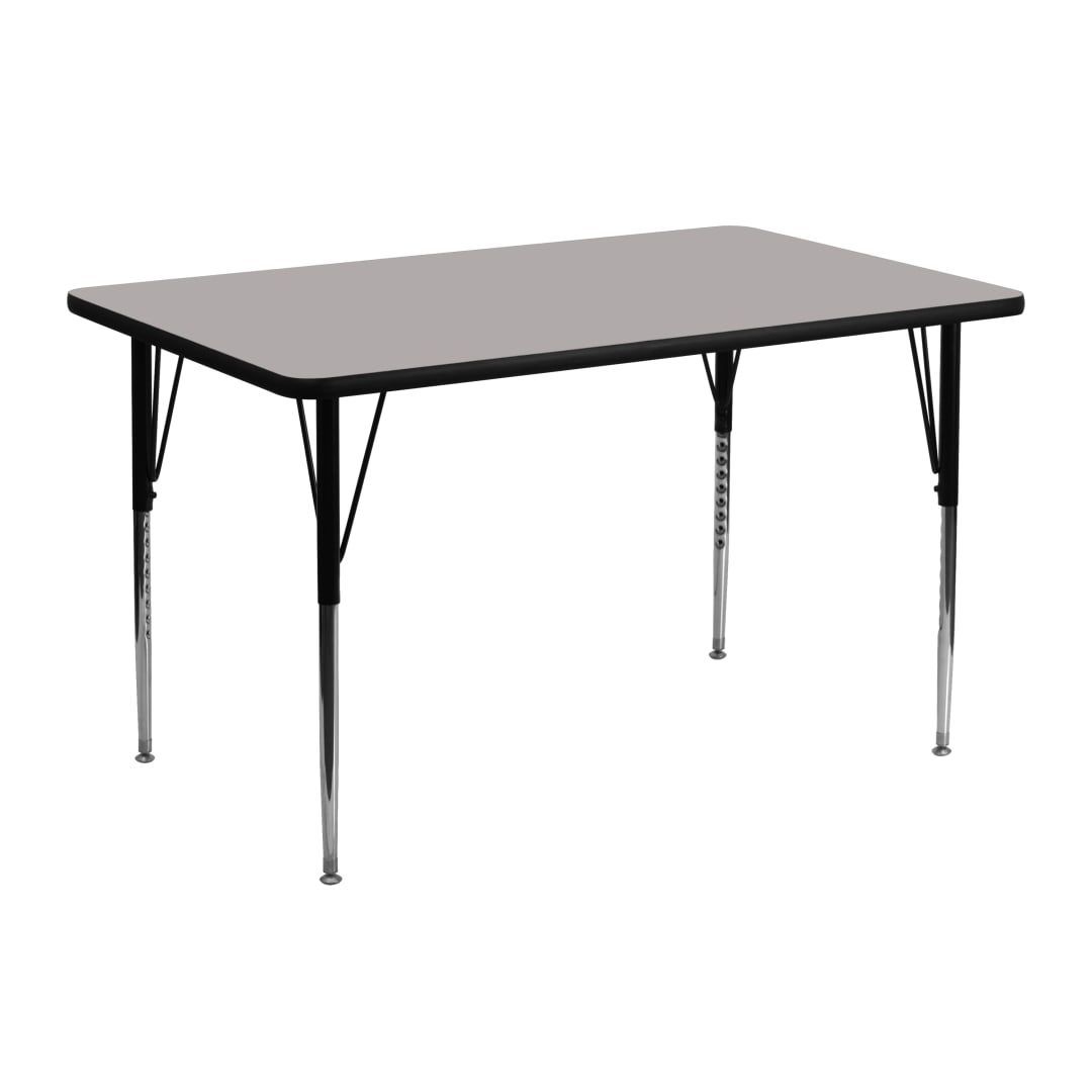 Wren 24''W x 48''L Rectangular Grey HP Laminate Activity Table - Standard Height Adjustable Legs