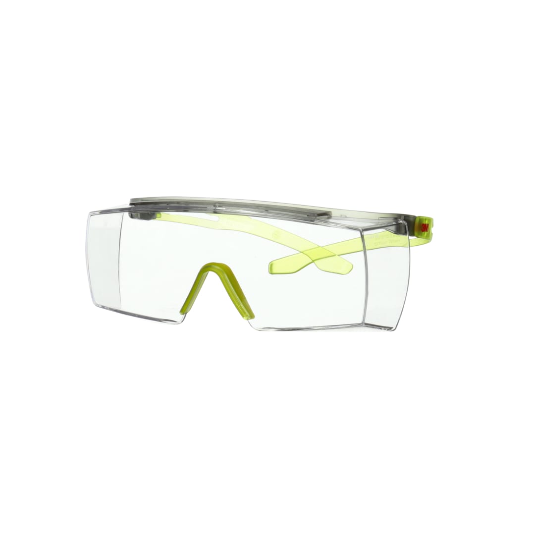 3M™ SecureFit™ 3700 Gözlük Üstü Gözlükler, Misket Limonu Yeşili Saplar, Scotchgard™ Buğu Önleyici (K ve N), Şeffaf Lens, SF3701SGAF-GRN-EU, 20/Kutu