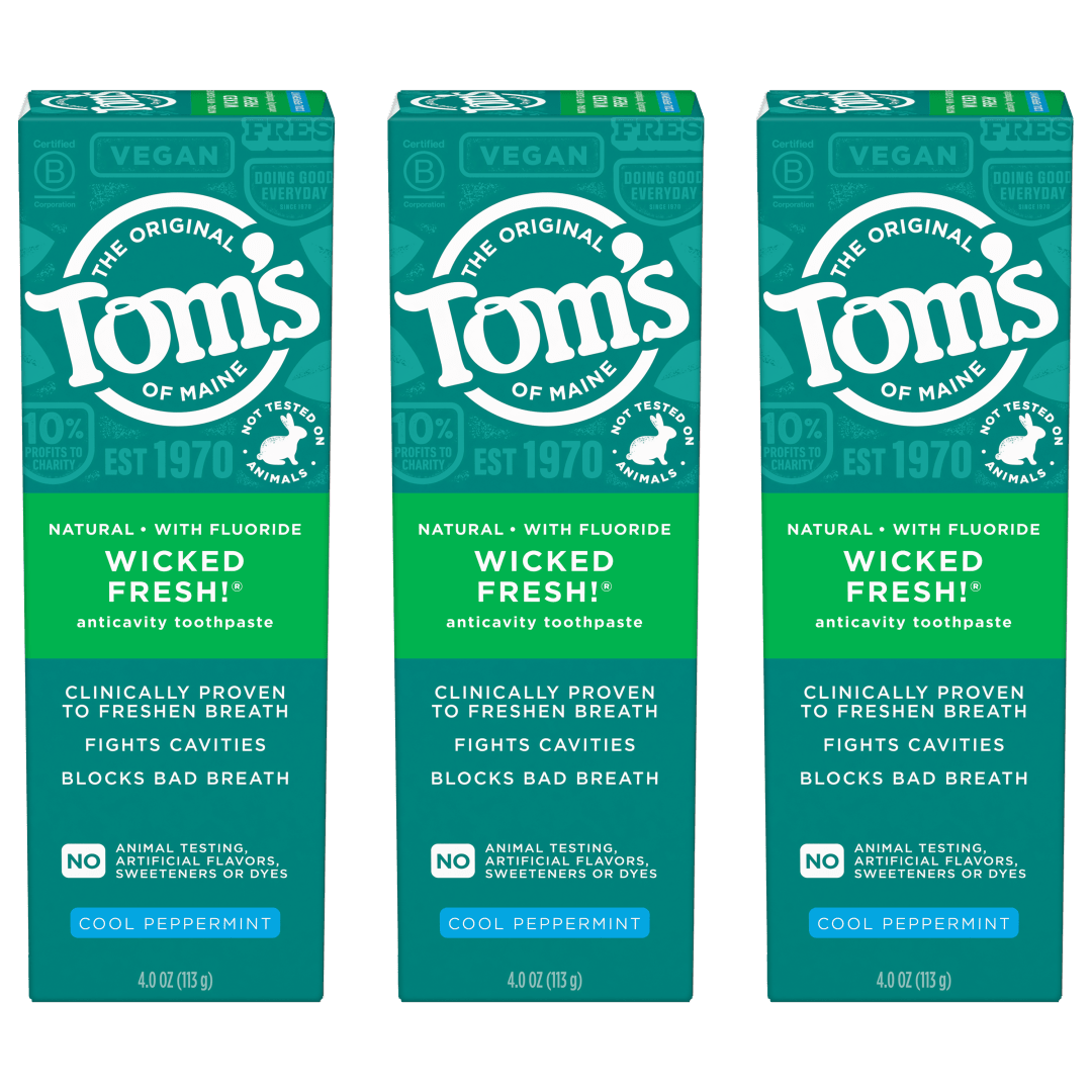 Tom's of Maine Wicked Fresh! Natural Fluoride Anticavity Toothpaste, 3 Pack, 4.0oz