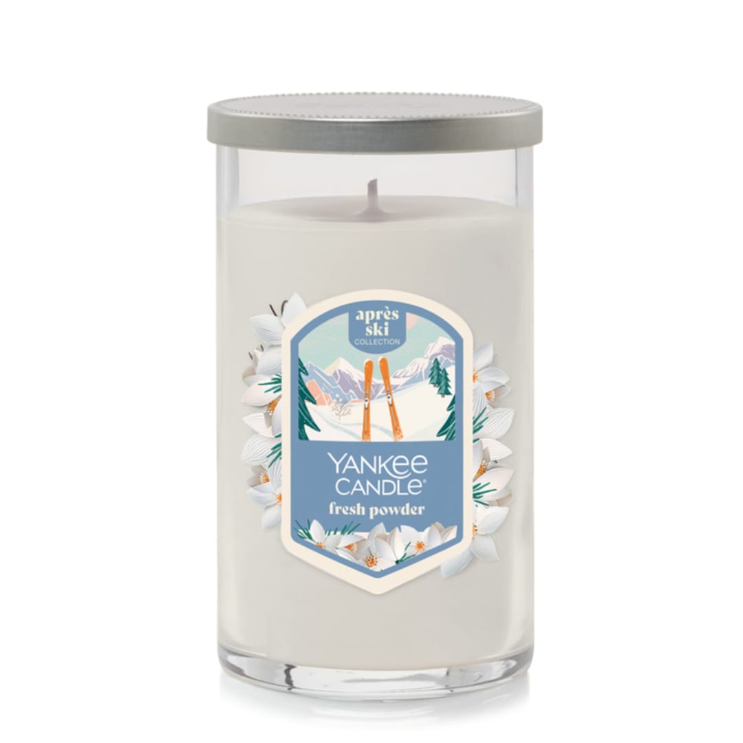 Yankee Candle Fresh Powder, 14.25 oz Medium Pillar Candle with up to 115 Hour Burn Time