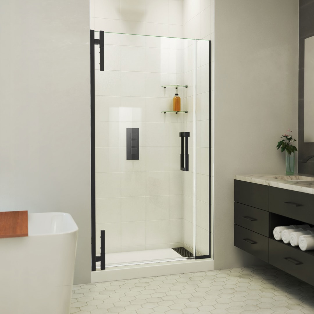 DreamLine Ascend 38 - 39 inch W x 72 inch H Frameless Pivot Shower Door in Matte Black