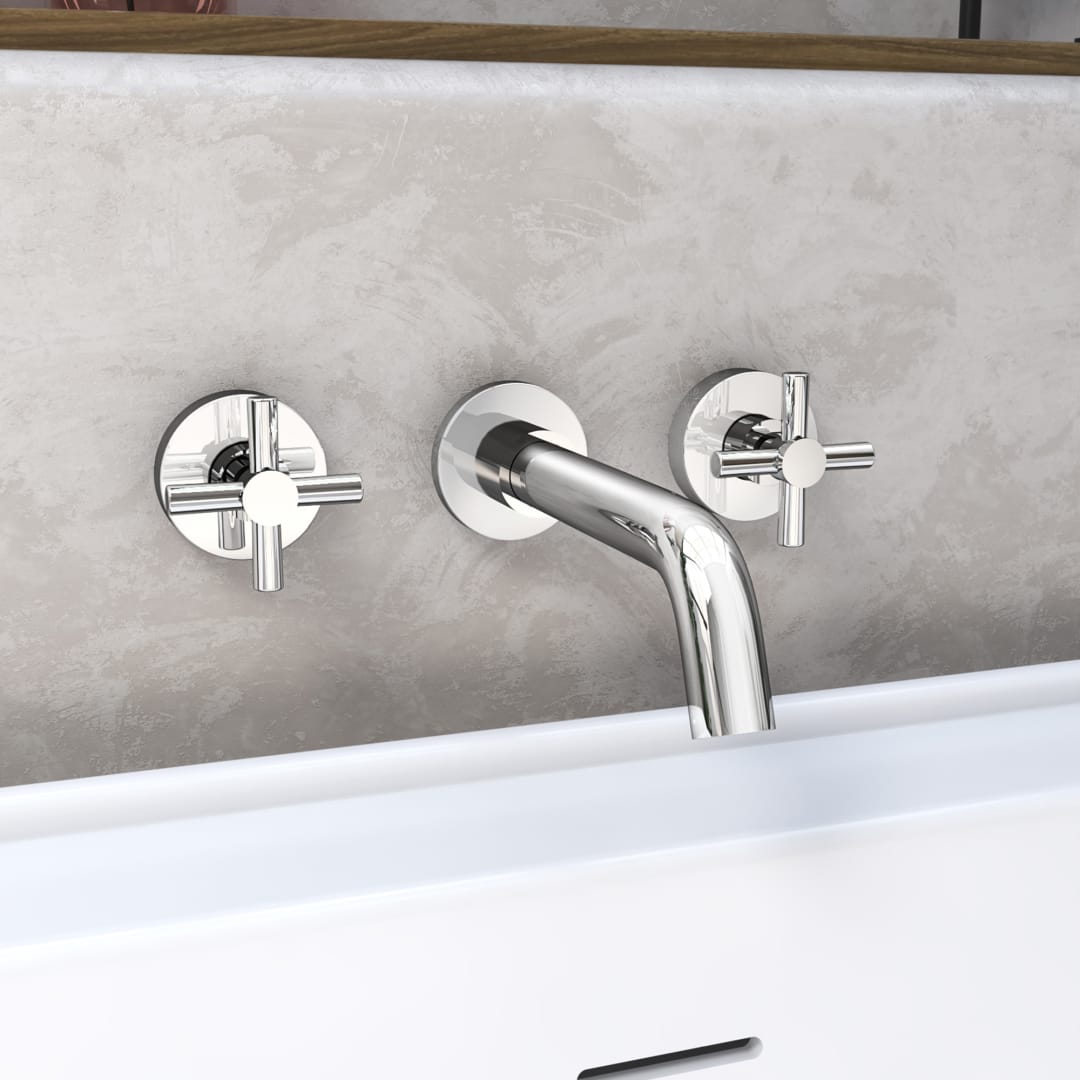 DreamLine Seneca 3 inch x 8 inch Wall Mounted Tub Faucet, Chrome