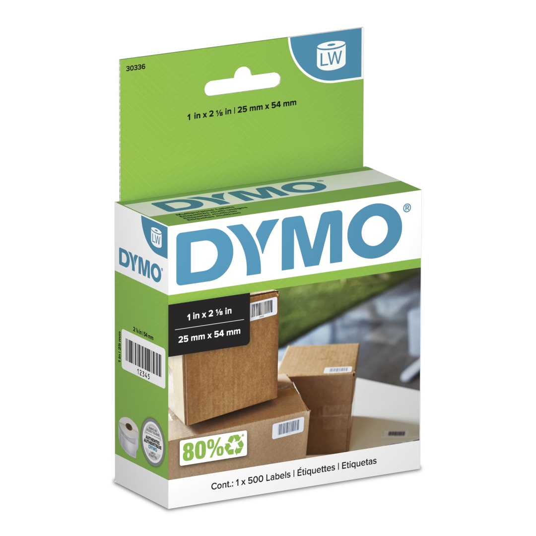 DYMO® Authentic LW Multi-Purpose Labels, DYMO® Labels for LabelWriter™ Printers, Great for Barcodes, 1" x 2-1/8", 1 Roll of 500