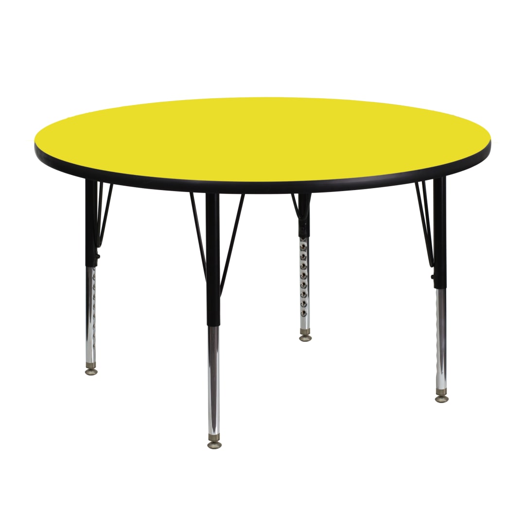 Wren 48'' Round Yellow HP Laminate Activity Table - Height Adjustable Short Legs