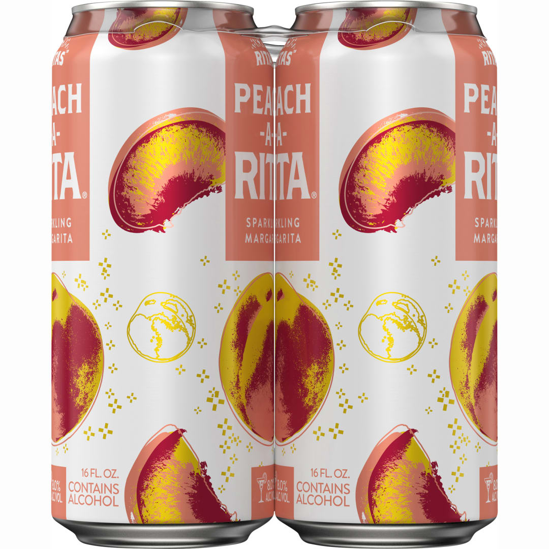 Ritas Rita Peach-A-Rita Sparkling Margarita, 4 Pack 16 fl. oz. Cans, 8% ABV