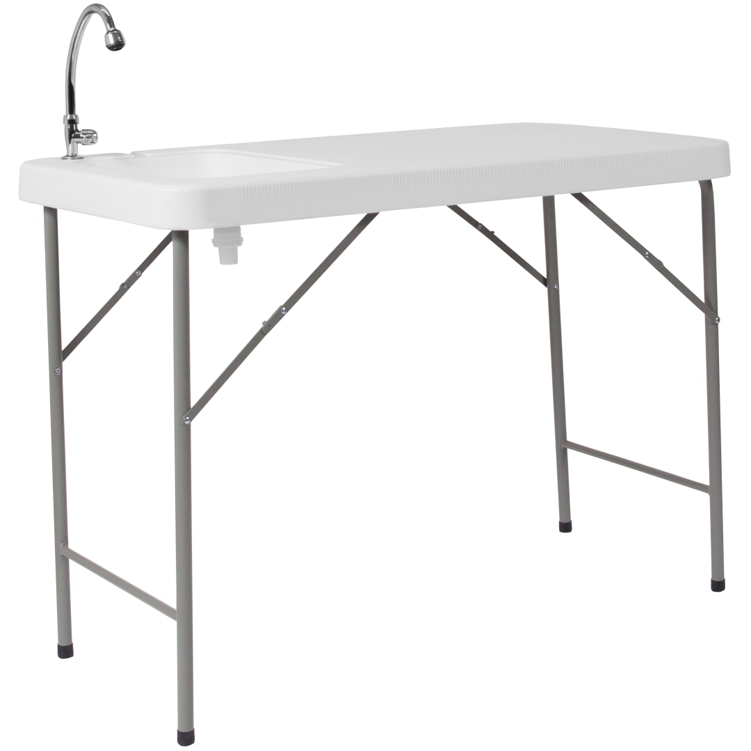 Wesley 4-Foot Portable Fish Cleaning Table / Outdoor Camping Table and Sink