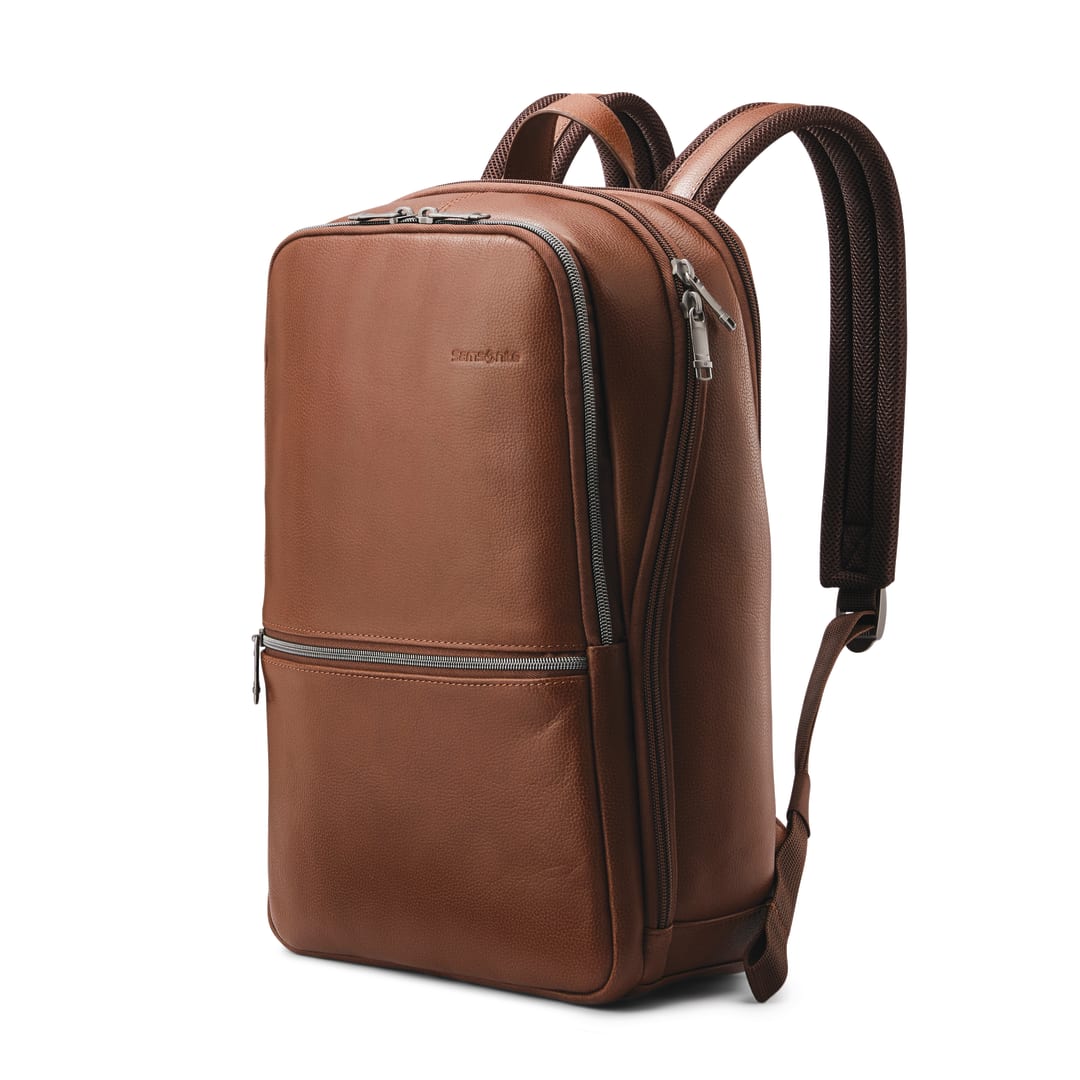 Sam Classic Leather Slim Backpack - Cognac