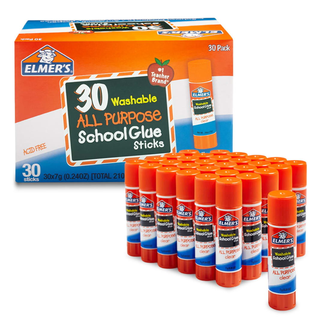 Elmer's All Purpose School Glue Sticks, Washable, 7 Gram (0.24 Ounce) Glue Sticks, 30 Count