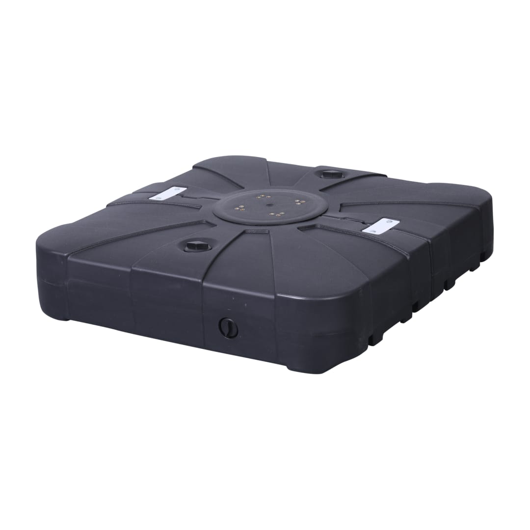 Hank Heavy Duty Weather-Resistant Universal Offset Umbrella Base with Grooved Handles and Built-In Wheels in Black