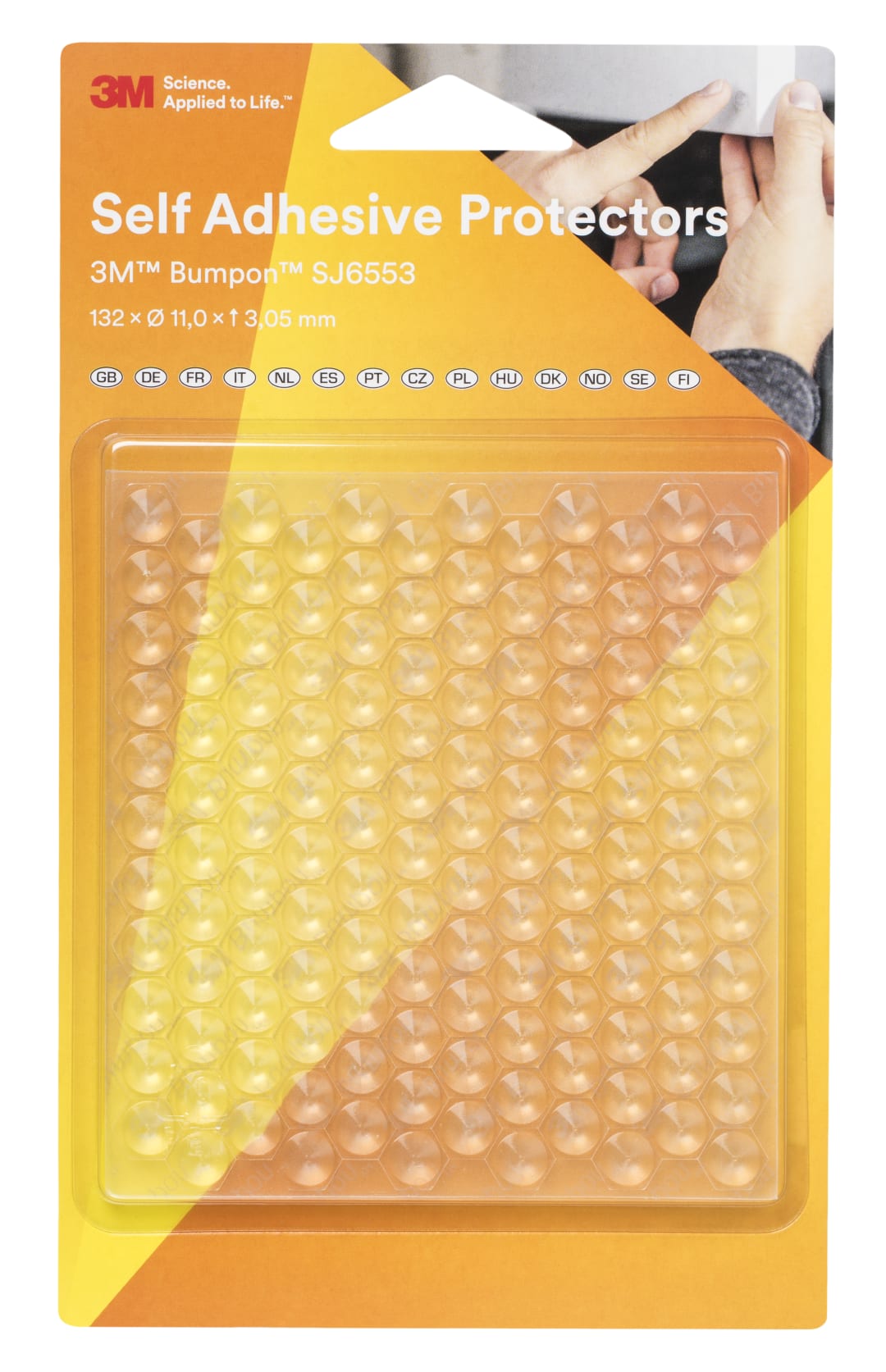 3M™ Bumpon™ SJ6553BL Elastikpuffer Mini-Pack, Transparent, 11,0 x 3,05 mm, 132 Stück, Klebstoff Synthetischer Kautschuk R-25