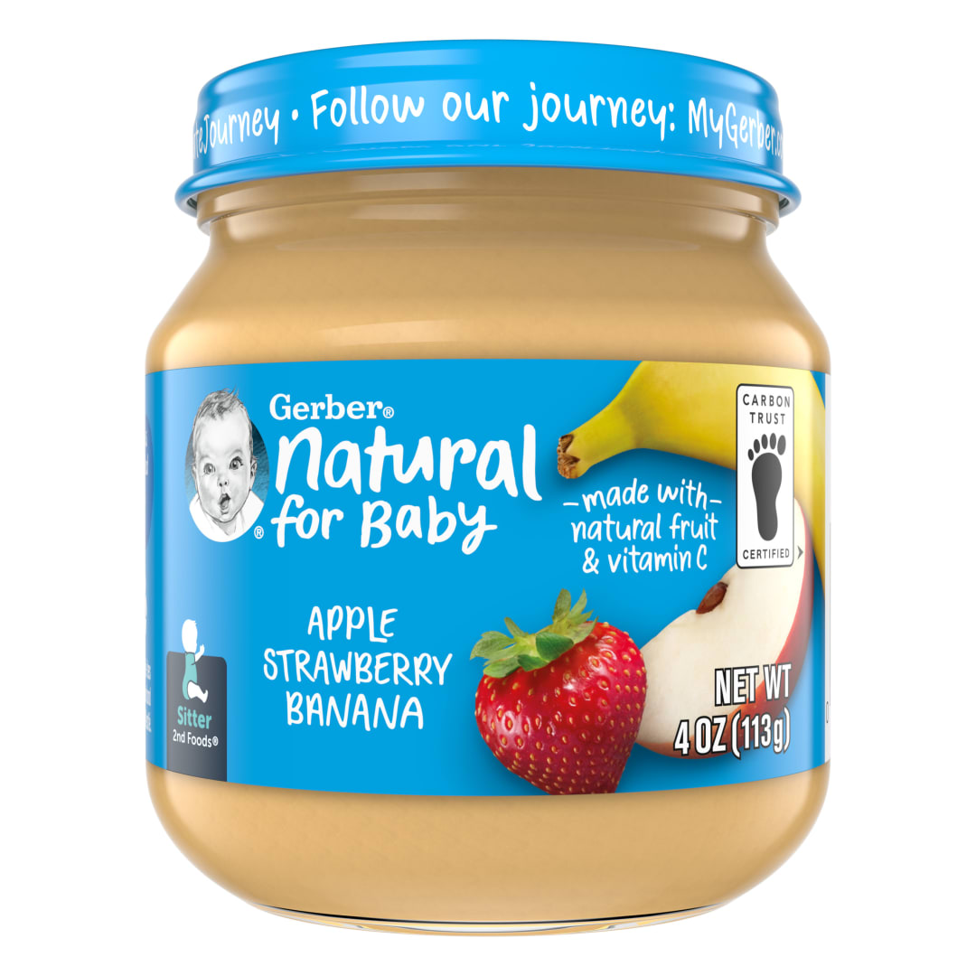 Gerber Stage 2 Baby Food, Apple Strawberry Banana Puree, 4 oz Jar