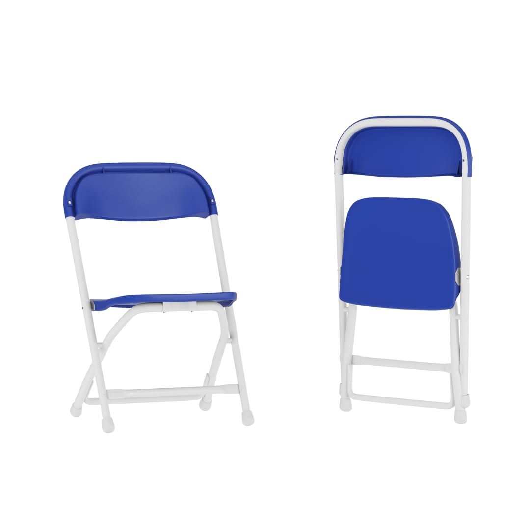 Timmy 2 Pack Kids Blue Plastic Folding Chairs with 11" Seat Height, Ages 2-4