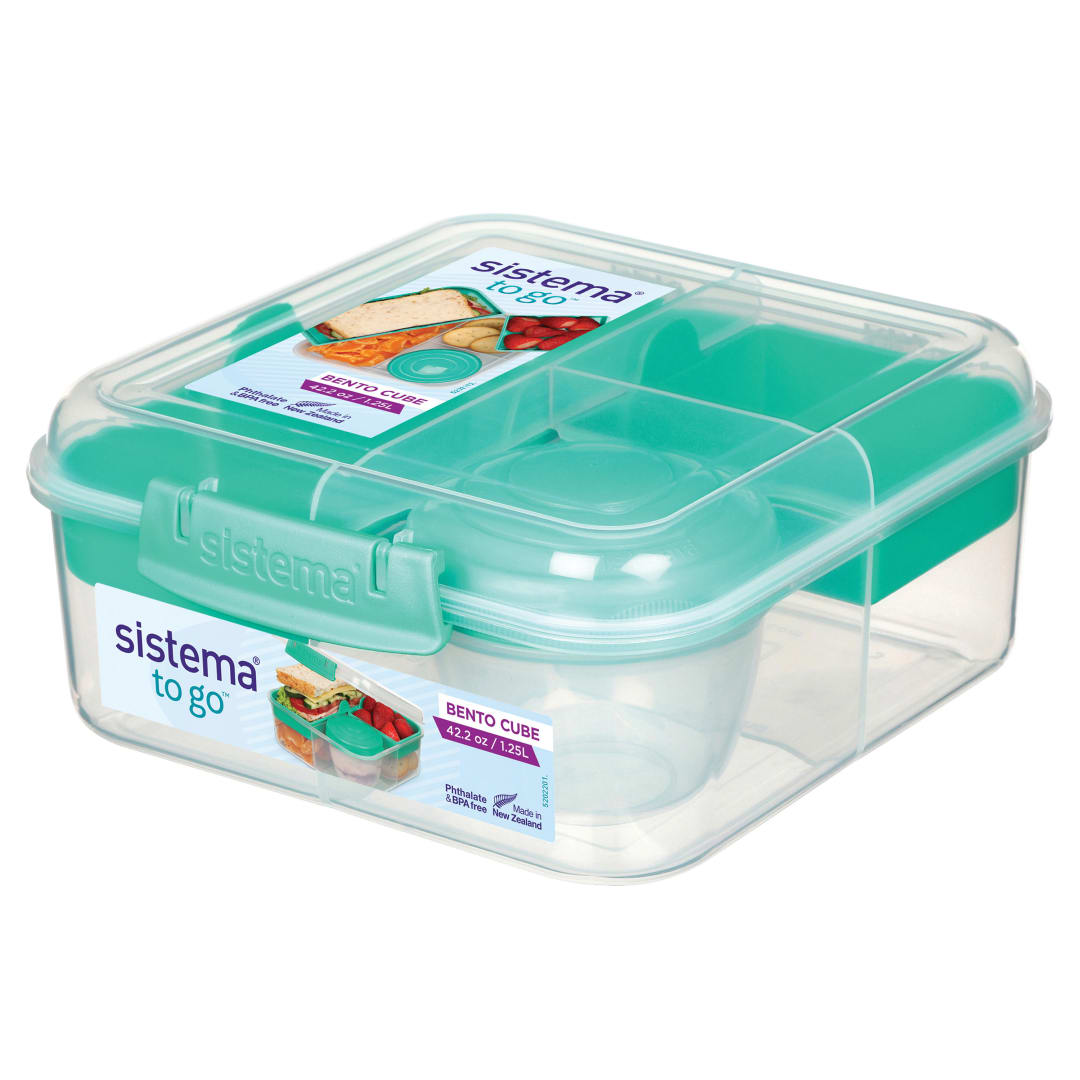 Sistema Bento Box To Go Lunch Box with Yogurt Container, 1.25 L, Colour May Vary, 1 Pack